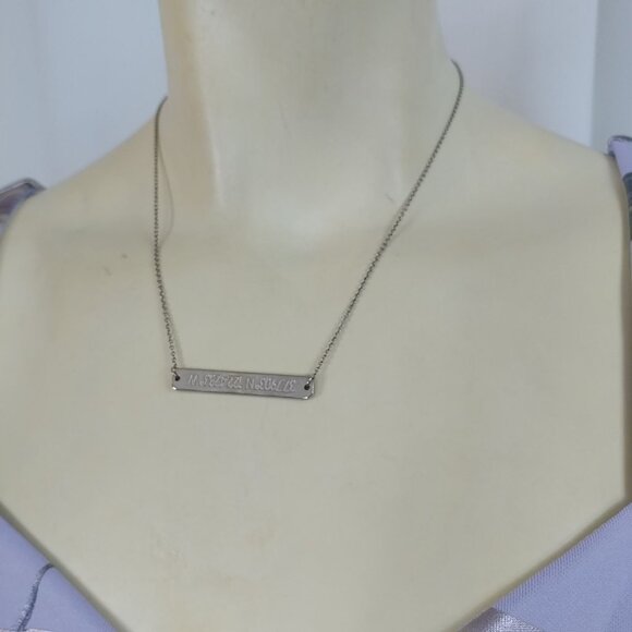 925 STERLING SILVER Bar Necklace "KRISTEN" Altitude Coordinates Handmade Jewelry - Picture 2 of 8